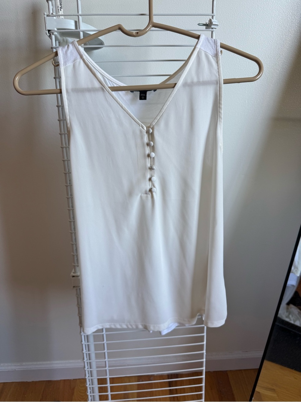 Express White V-Neck Button-Front tank